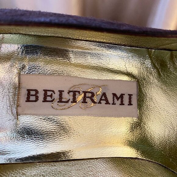 RARE Beltrami vintage cap toe chocolate suede pumps size 5 excellent condition - Picture 10 of 13